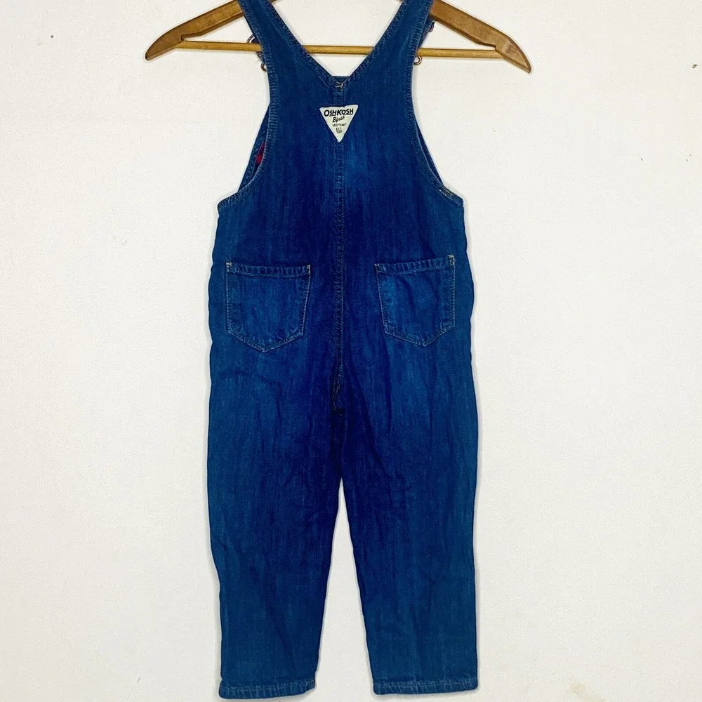 Osh Kosh B Gosh‎ Vestbak 3T Lined Red Black Checkered Jean Overalls D